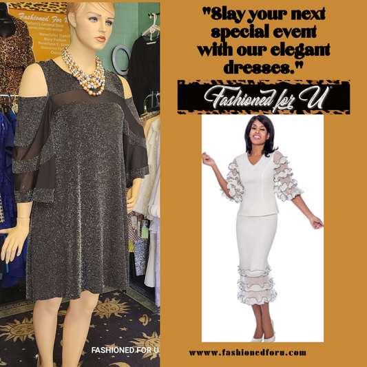 Plus Size Special Event , Cold shoulder Dress, Black and Silver