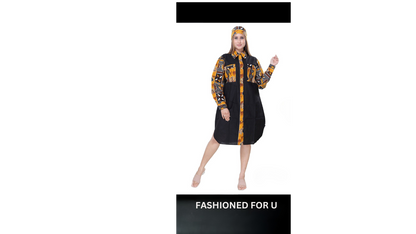 Button-down African print-size dress and Head Wrap One size Fits More, sizes 10-16