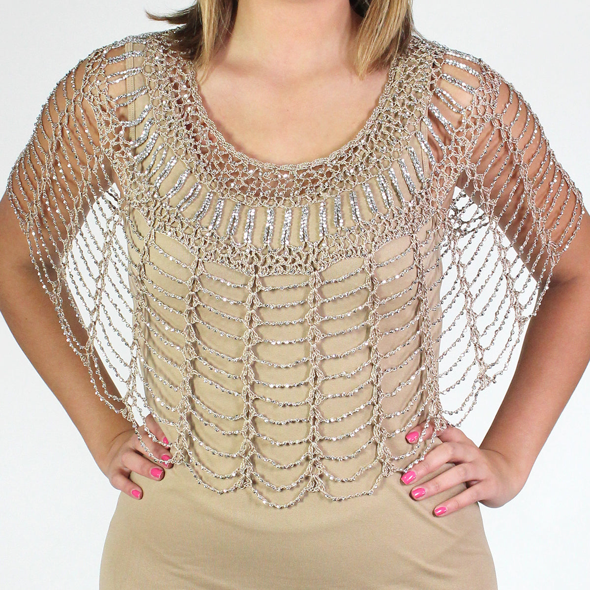 Over the Shoulder  Blinged and Jeweled Poncho/Shawl
