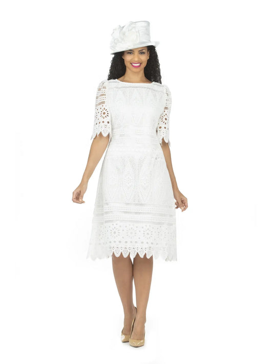 Luxurious Lace , Off-White ,Elbow Sleeve Shift Dress